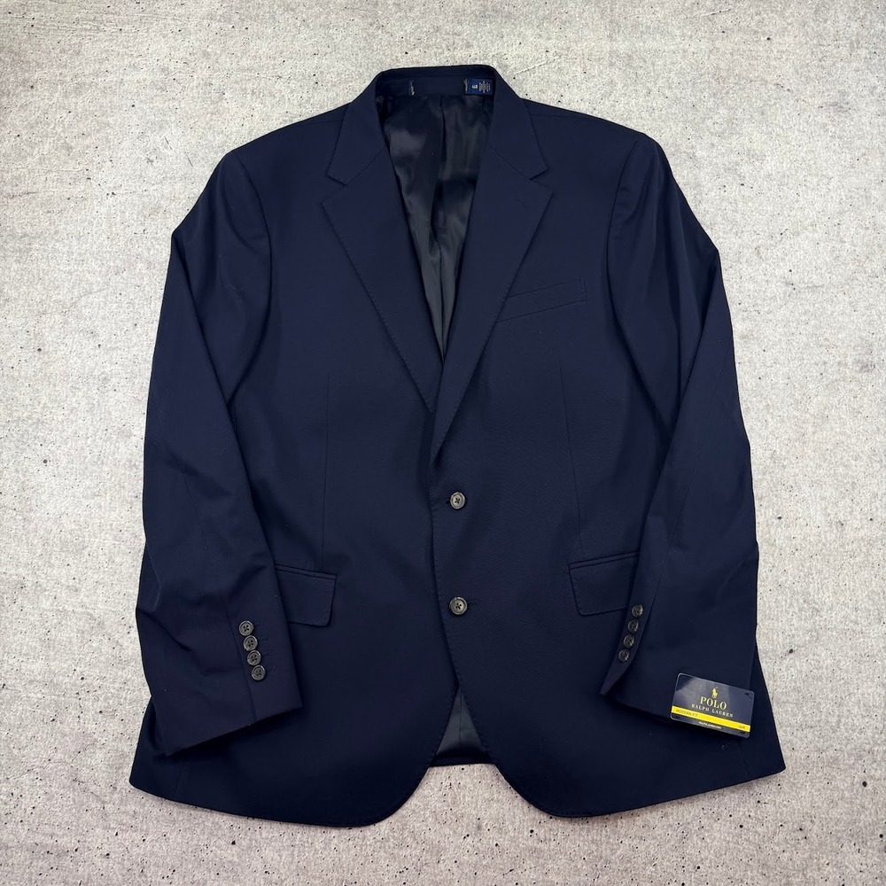 Polo Ralph Lauren Modern Fit Navy Blue Blazer Suit Jacket Two Button Men 46R New